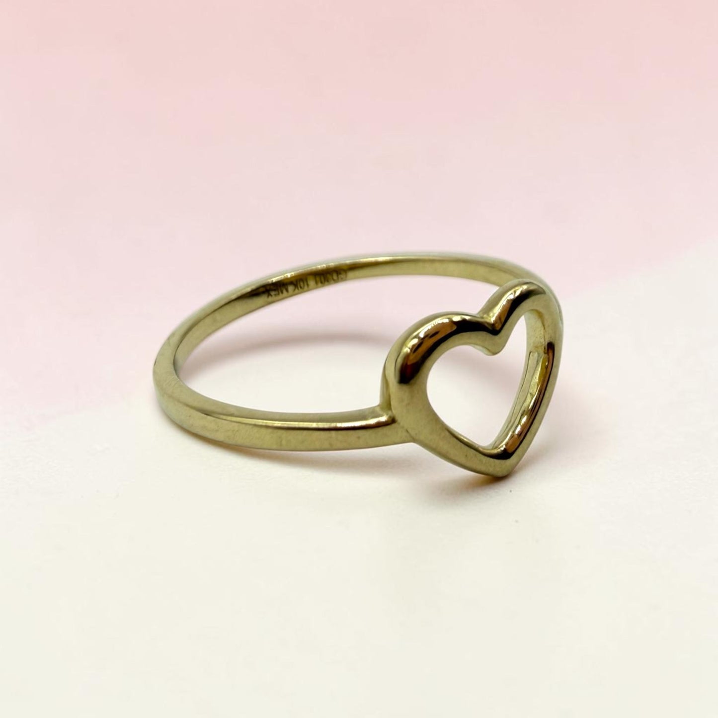 ANILLO DE CORAZON EN ORO MEXICANO 10 K
