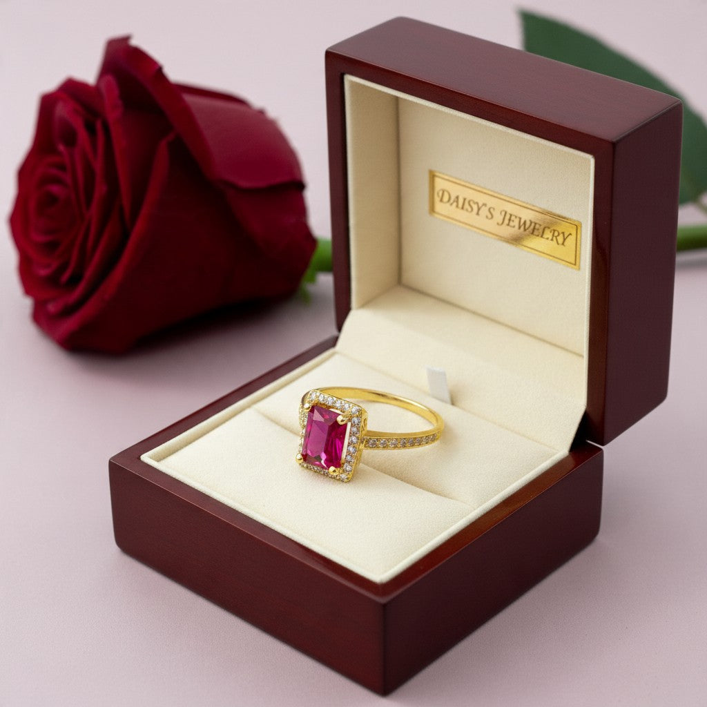 ANILLO EN COLOR ROSA FIUCHA ORO 10 K