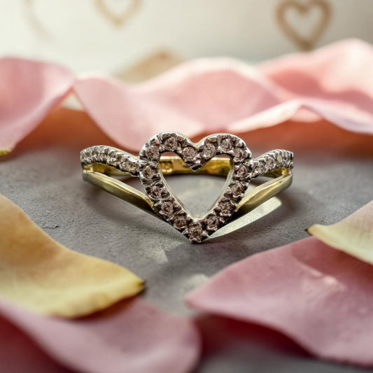 ANILLO DE CORAZON EN ORO MEXICANO 10 K