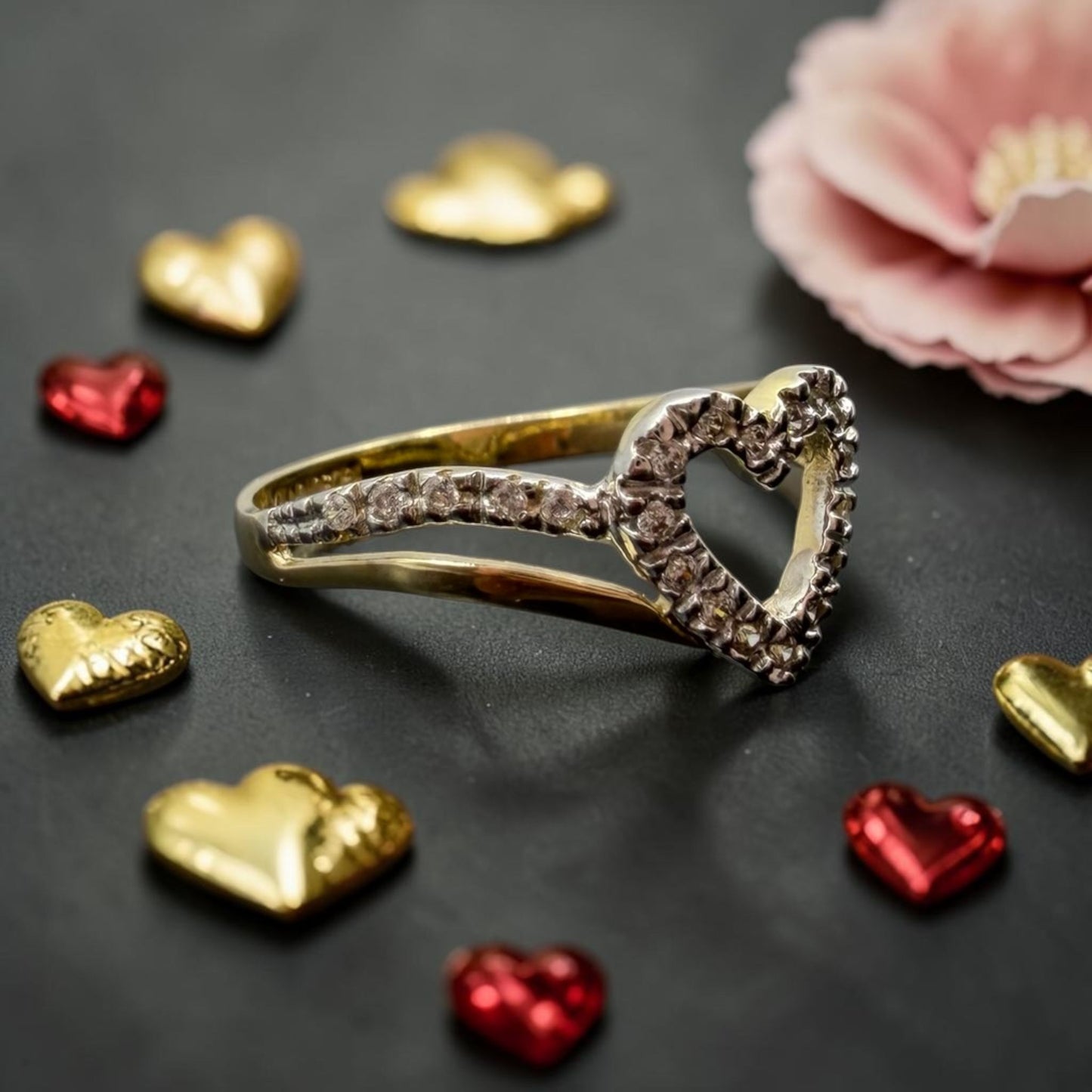 ANILLO DE CORAZON EN ORO MEXICANO 10 K