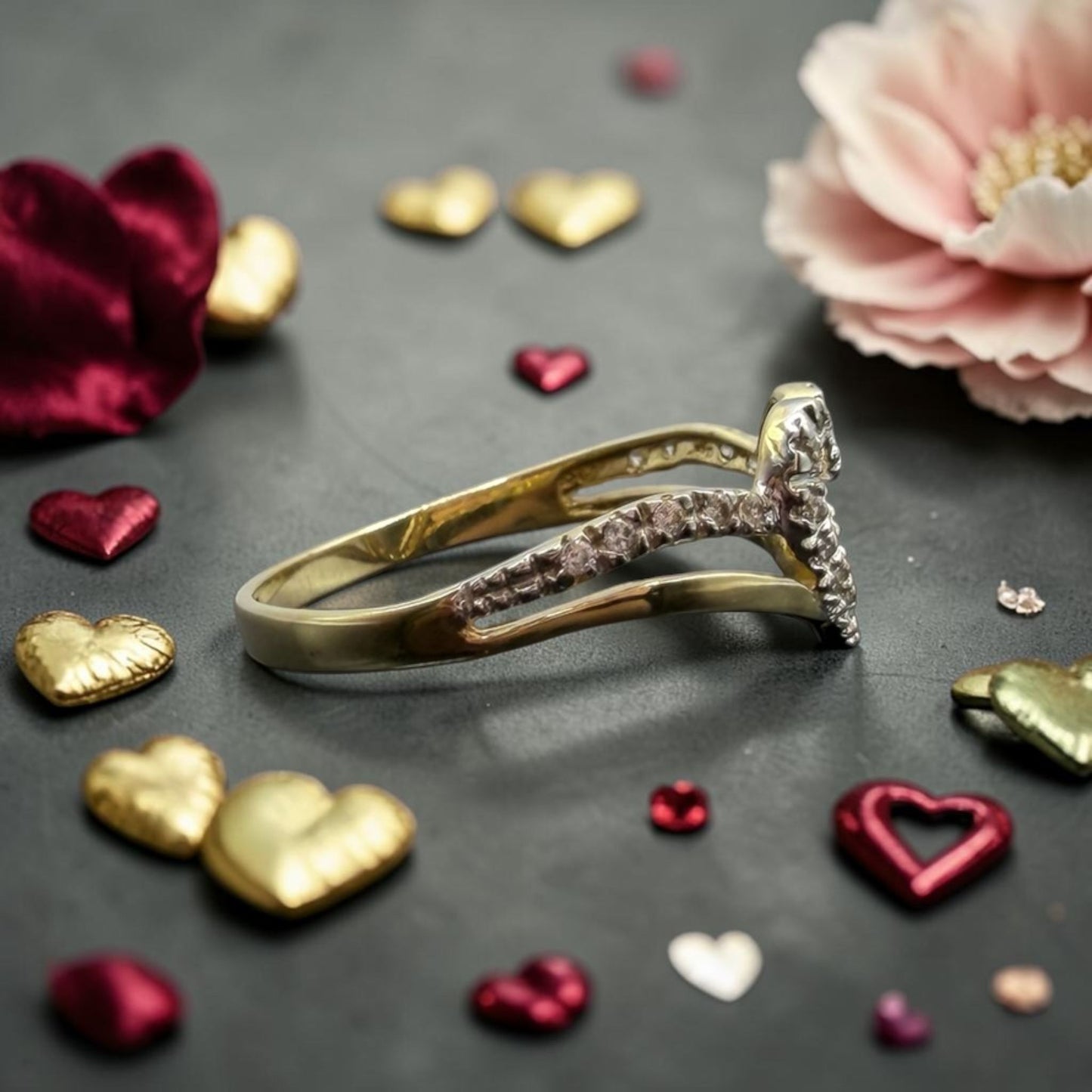 ANILLO DE CORAZON EN ORO MEXICANO 10 K