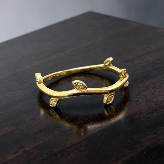 ANILLO DE HOJITAS EN ORO MEXICANO 10 K