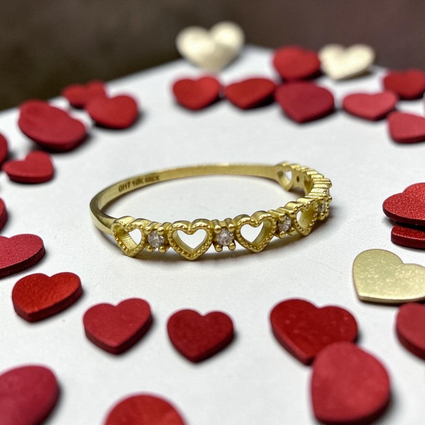 CHURUMBELA DE CORAZONCITOS EN ORO MEXICANO 10 K