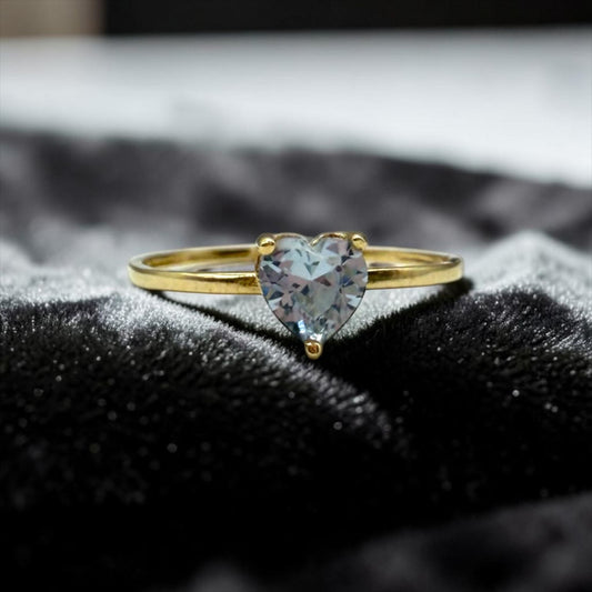 ANILLO DE CORAZON AZUL EN ORO MEXICANO 10 K