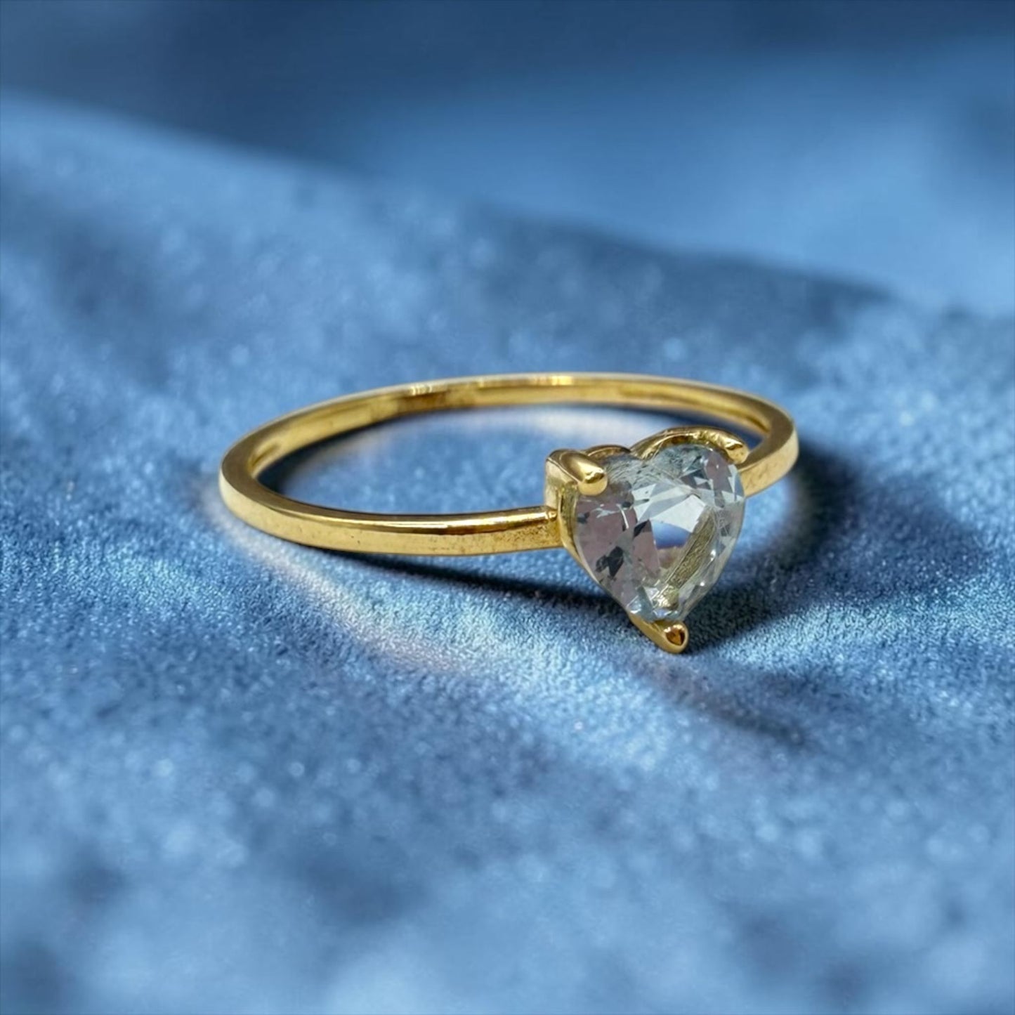 ANILLO DE CORAZON AZUL EN ORO MEXICANO 10 K