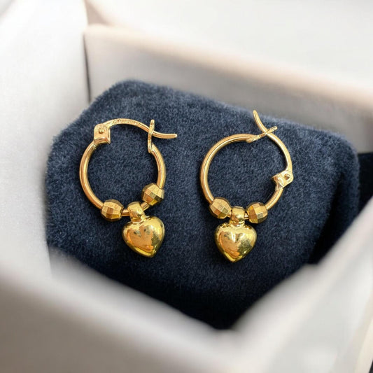 ARETE CORAZON COLGANTE EN ORO MEXICANO 10 K