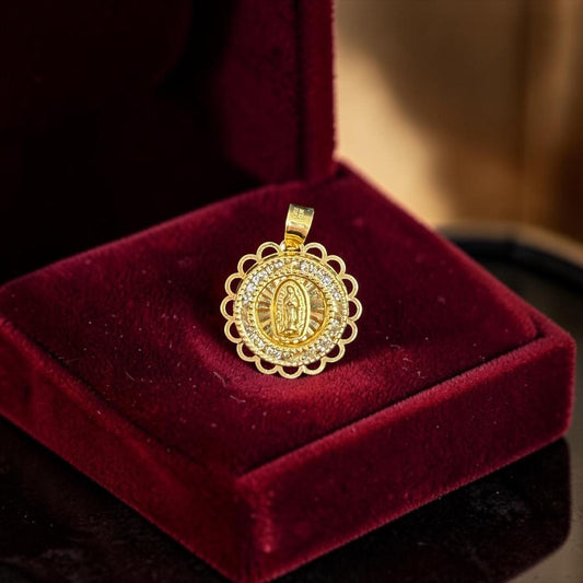MINI MEDALLA DE LA VIRGEN EN ORO MEXICANO 14 K