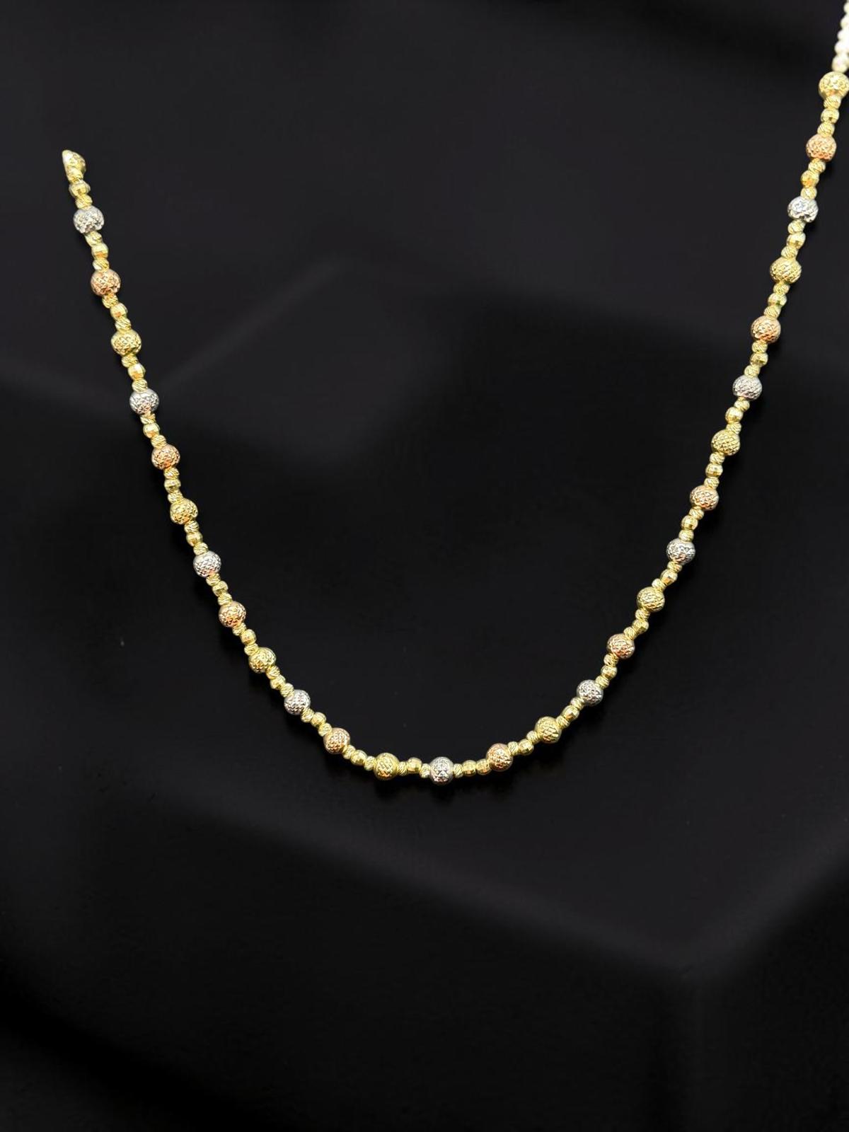 DUO DE COLLAR Y PULSO EN 3 OROS 14 K