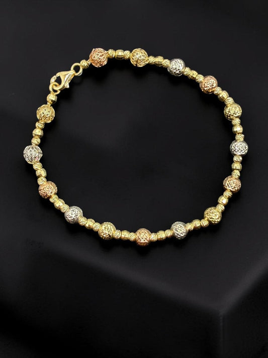 DUO DE COLLAR Y PULSO EN 3 OROS 14 K