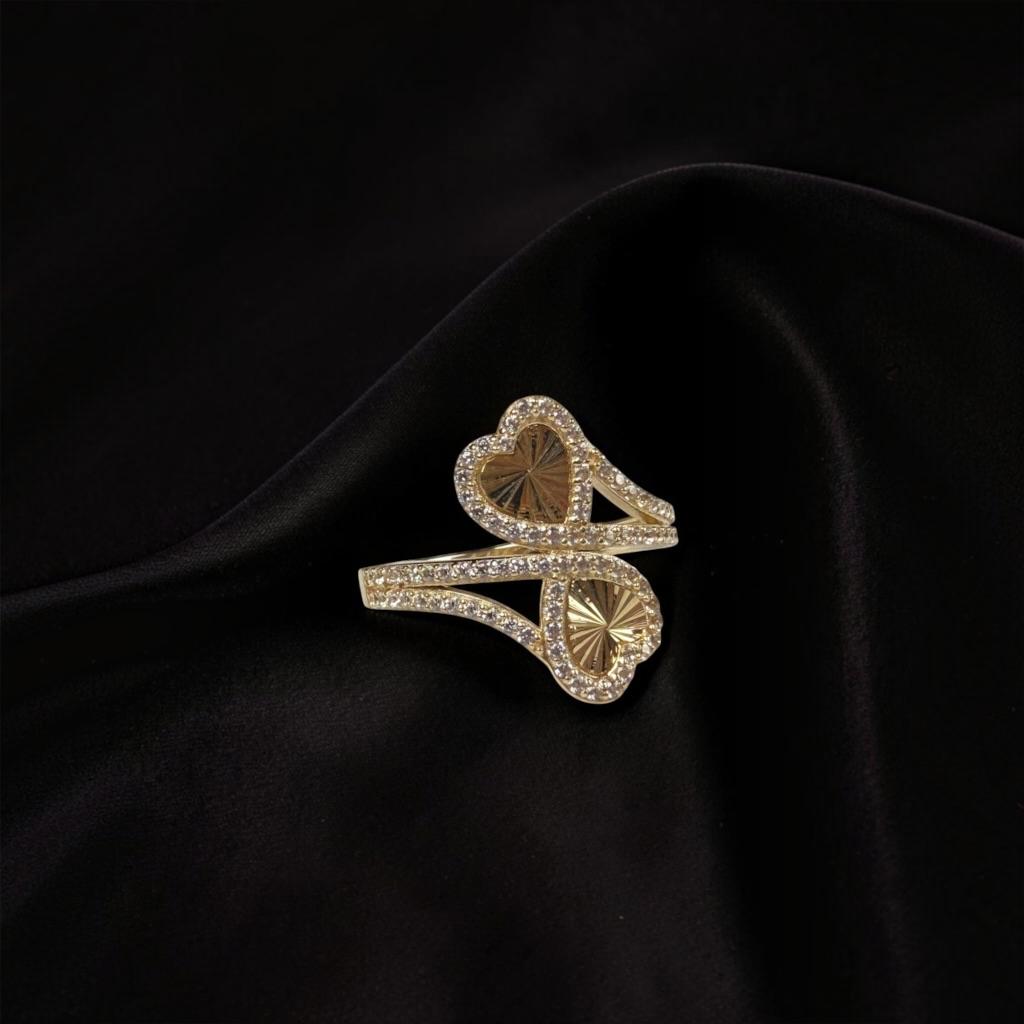 ANILLO CORAZON DOBLE EN ORO 14 K