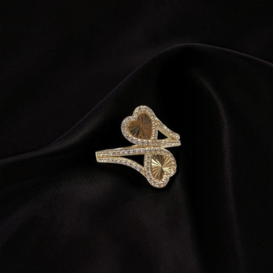 ANILLO CORAZON DOBLE EN ORO 14 K