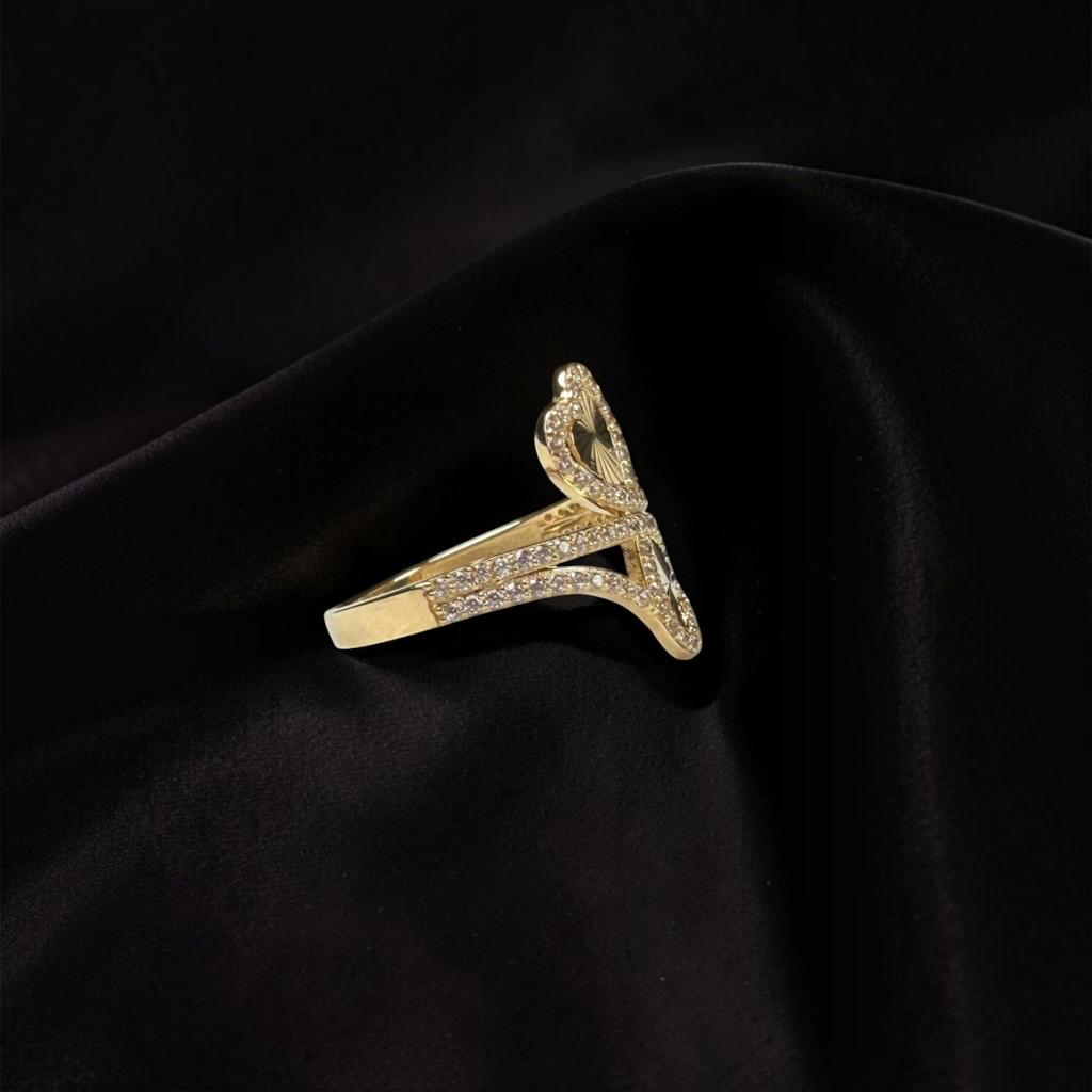 ANILLO CORAZON DOBLE EN ORO 14 K