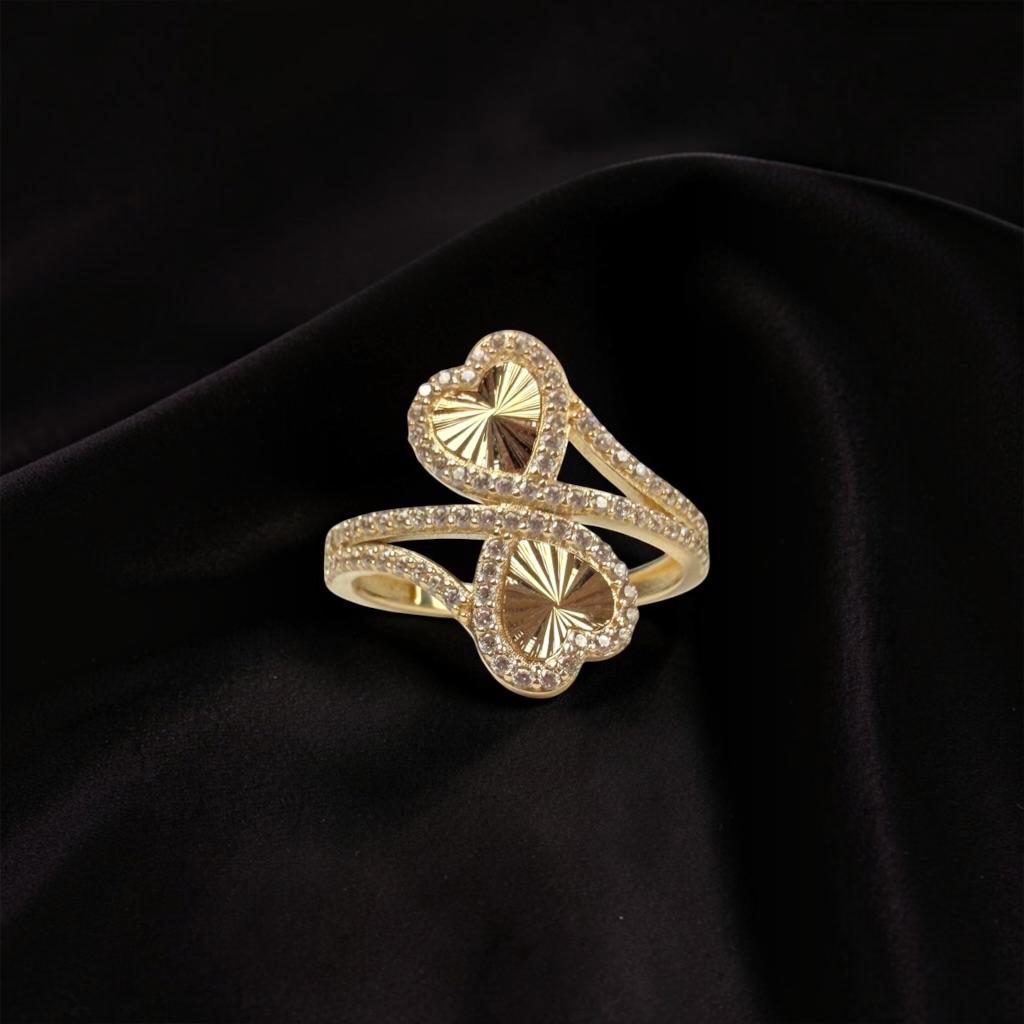ANILLO CORAZON DOBLE EN ORO 14 K