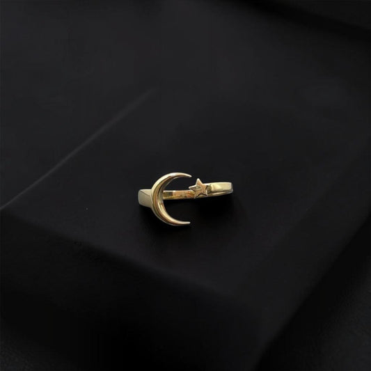 ANILLO LUNA ESTRELLA EN ORO 14 K