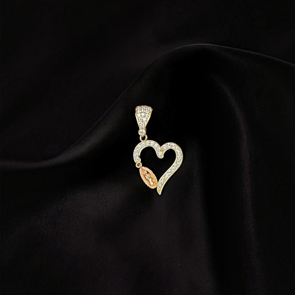 DIJE VIRGEN EN CORAZON EN ORO 14 K