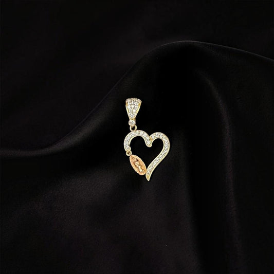 DIJE VIRGEN EN CORAZON EN ORO 14 K