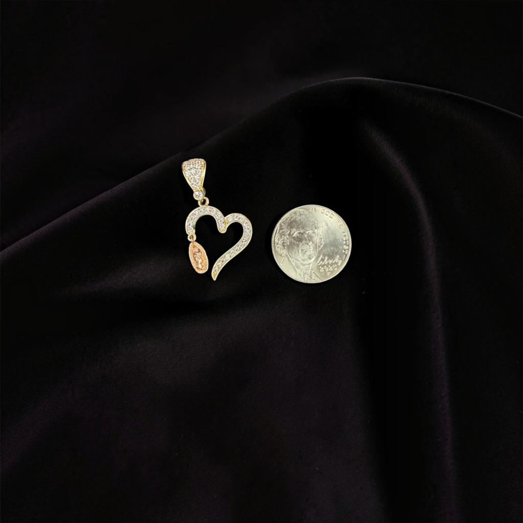 DIJE VIRGEN EN CORAZON EN ORO 14 K
