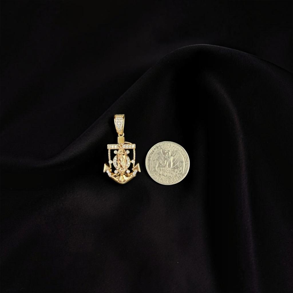 DIJE DE ANCLA CON VIRGEN DE GUADALUPE EN ORO 14 K