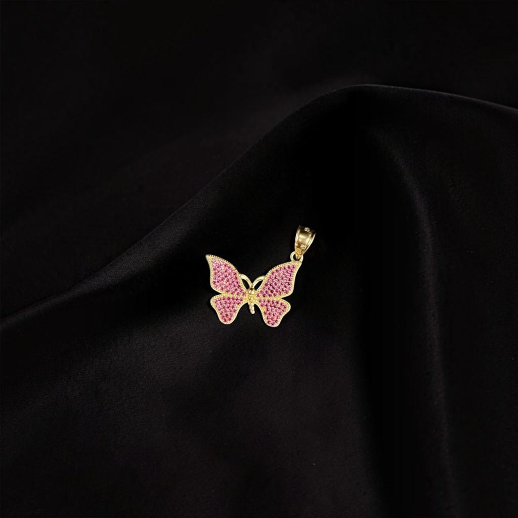 DIJE MARIPOSA ROSA EN ORO 14 K