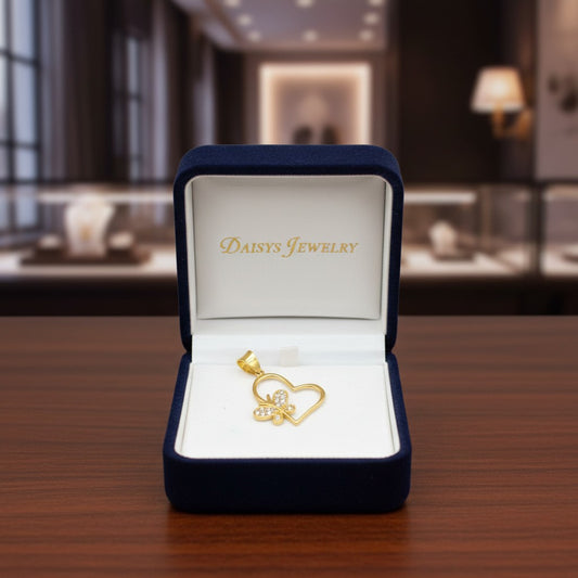 DIJE CORAZON - MARIPOSA EN ORO 14 K