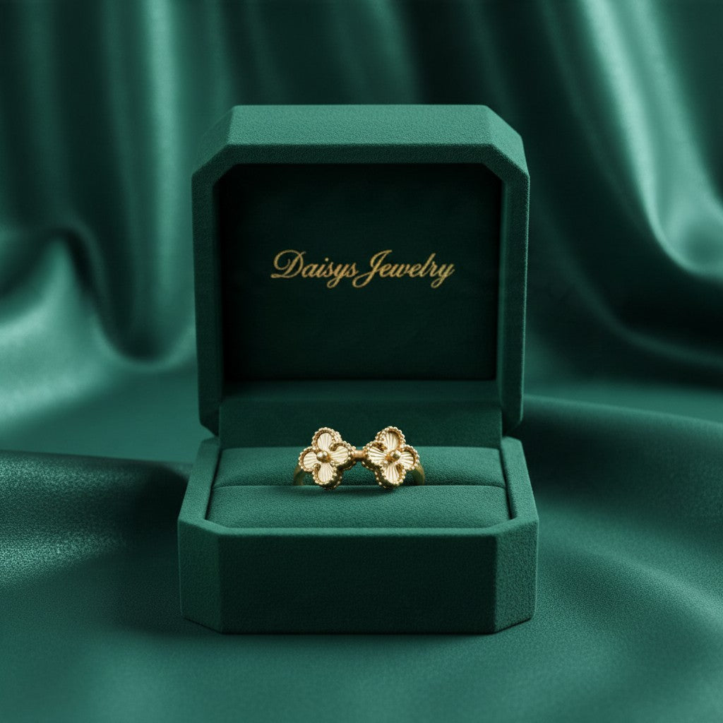 ANILLO TREBOL DORADO EN ORO 14 K
