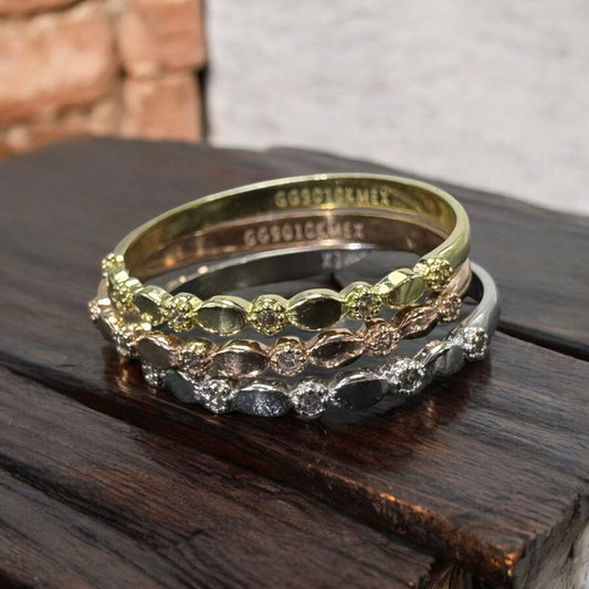 TRIO DE ANILLOS CON DISEÑO EN ORO MEXICANO 10 K