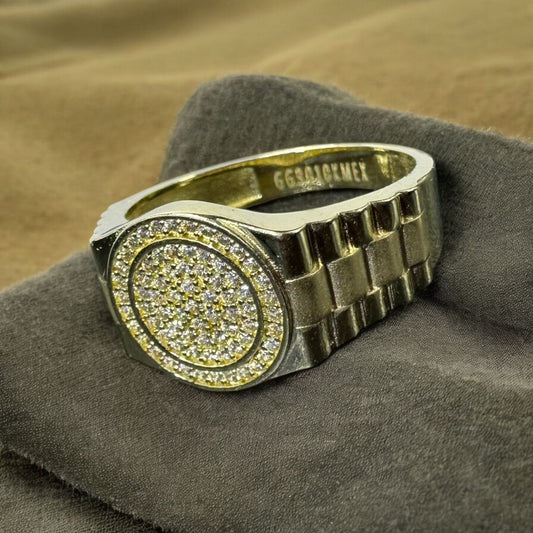 ANILLO ESTILO RELOJ PARA CABALLERO EN ORO MEXICANO 10 K