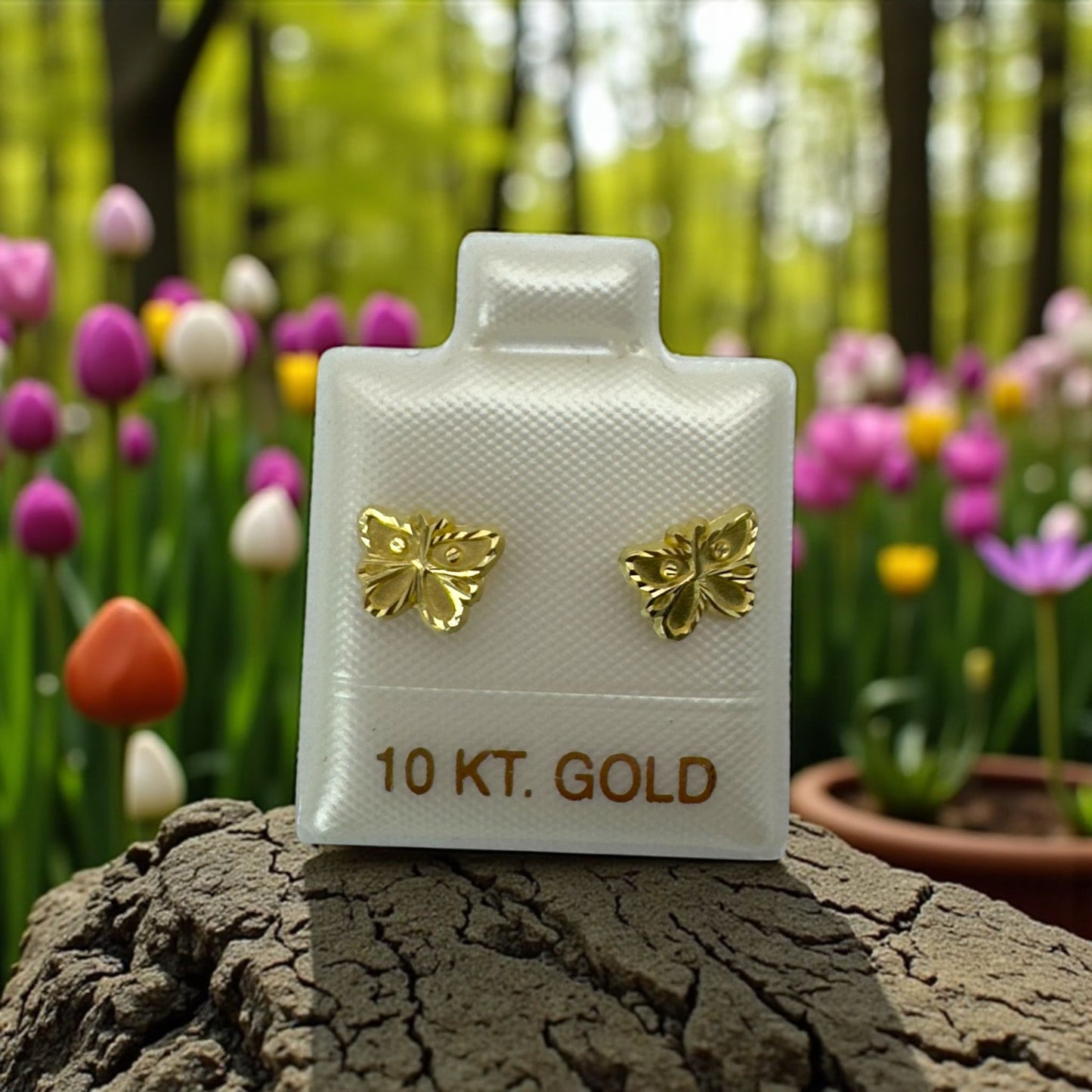BROQUEL MARIPOSAS EN ORO MEXICANO 10 K
