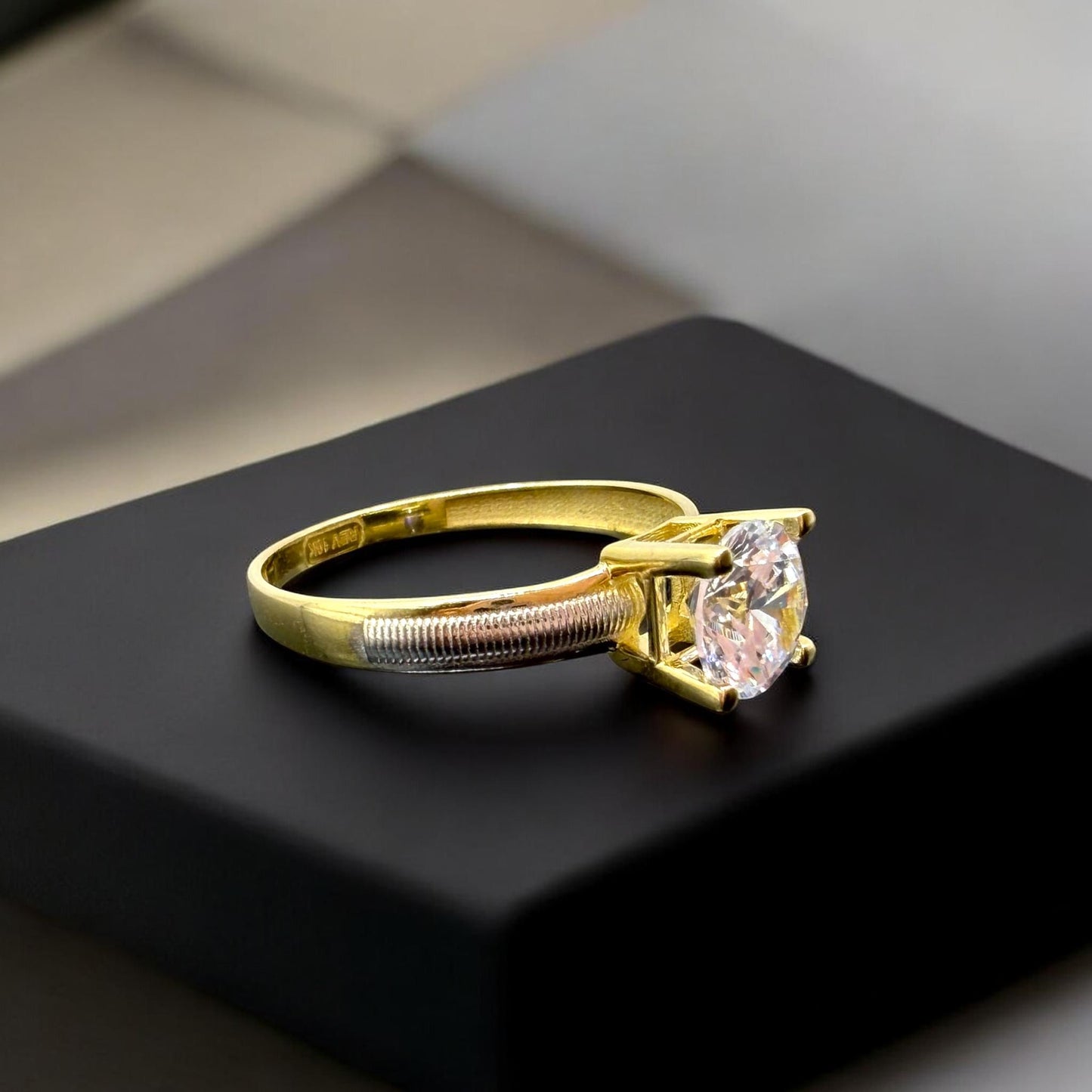 ANILLO DE COMPROMISO ORO BLANCO Y AMARILLO EN ORO MEX. 10 K