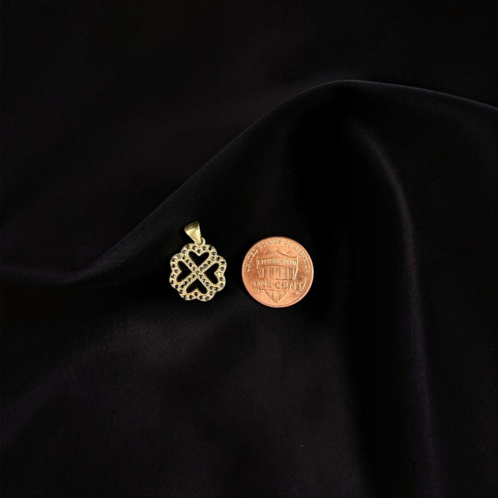 DIJE TREBOL DOBLE VISTA EN ORO 14 K