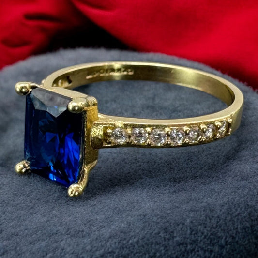 ANILLO PIEDRA AZUL EN ORO MEXICANO 10K